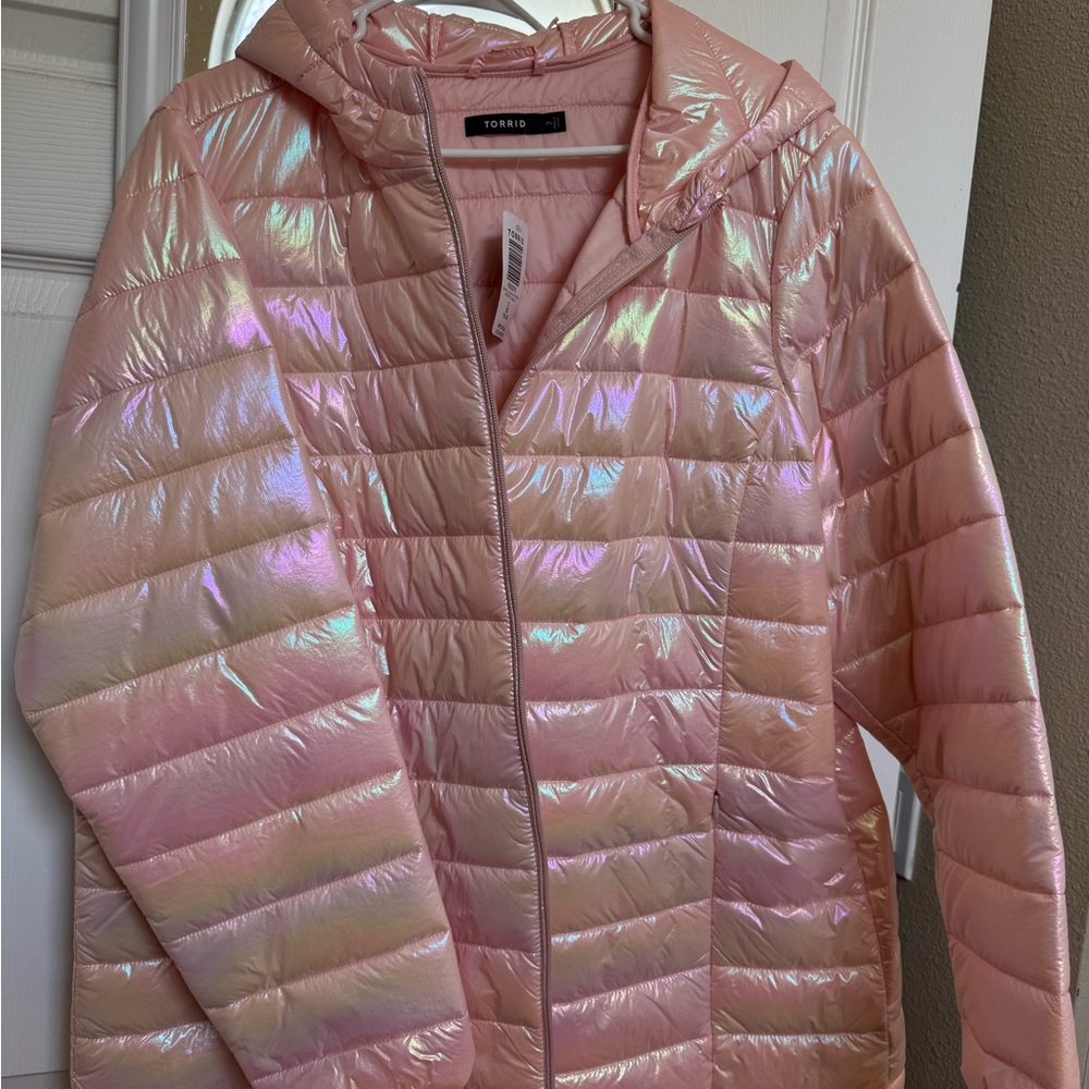 Torrid pink puffer jacket.  Brand new with tags.